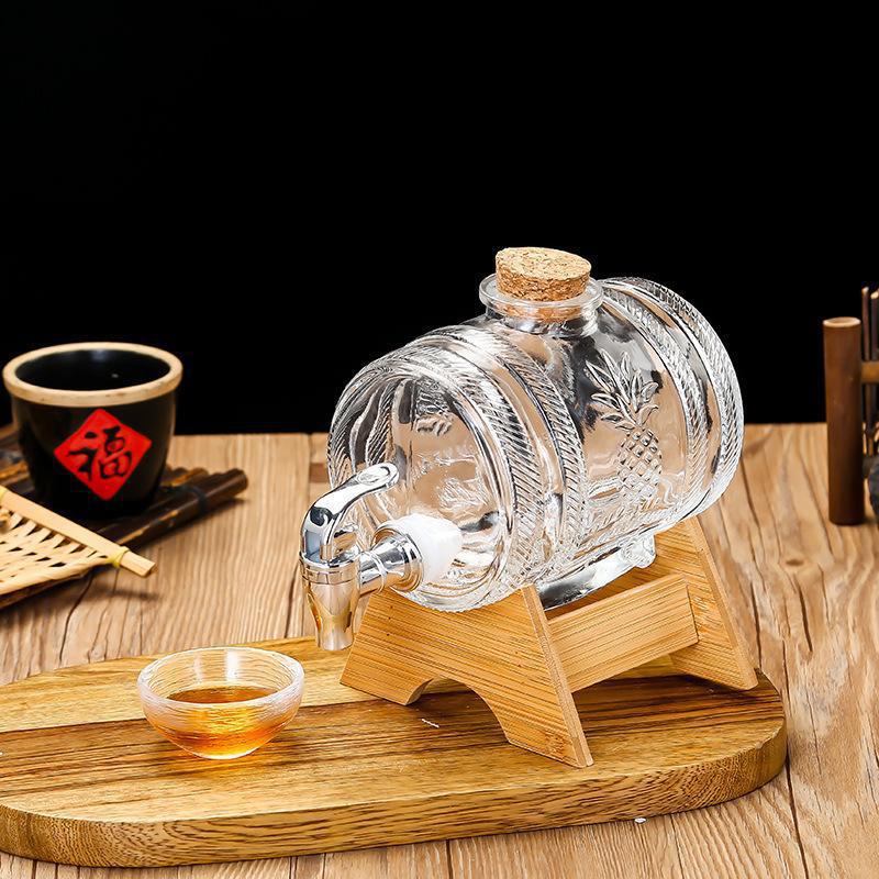 Wine Whiskey Beer - Barile di whisky in vetro da